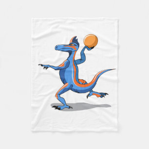 Een Cartoon Iguanodon die basketbal speelt. Fleece Deken