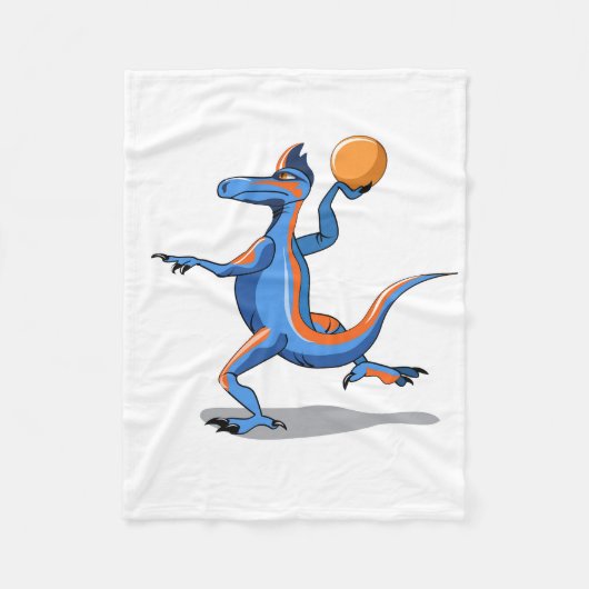 Een Cartoon Iguanodon die basketbal speelt. Fleece Deken (Voorkant)