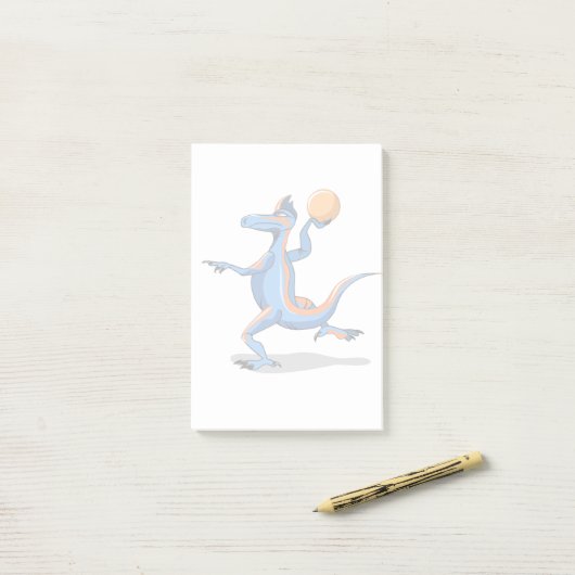 Een Cartoon Iguanodon die basketbal speelt. Post-it® Notes (Op bureau)