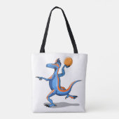 Een Cartoon Iguanodon die basketbal speelt. Tote Bag (Achterkant)