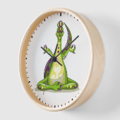 Een Cartoon Iguanodon dinosaurus die yoga doet. (Hoek)