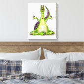 Een Cartoon Iguanodon dinosaurus die yoga doet. Canvas Afdruk (Insitu (Slaapkamer))