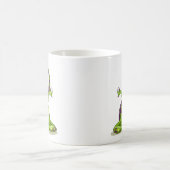 Een Cartoon Iguanodon dinosaurus die yoga doet. Koffiemok (Center)