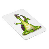 Een Cartoon Iguanodon dinosaurus die yoga doet. Magneet (Rechterzijde)