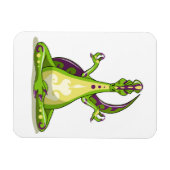 Een Cartoon Iguanodon dinosaurus die yoga doet. Magneet (Horizontaal)