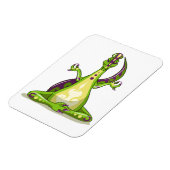 Een Cartoon Iguanodon dinosaurus die yoga doet. Magneet (Linkerzijde)