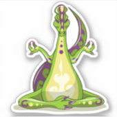 Een Cartoon Iguanodon dinosaurus die yoga doet. Sticker (Voorkant)