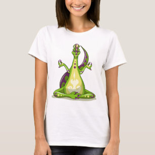 Een Cartoon Iguanodon dinosaurus die yoga doet. T-shirt