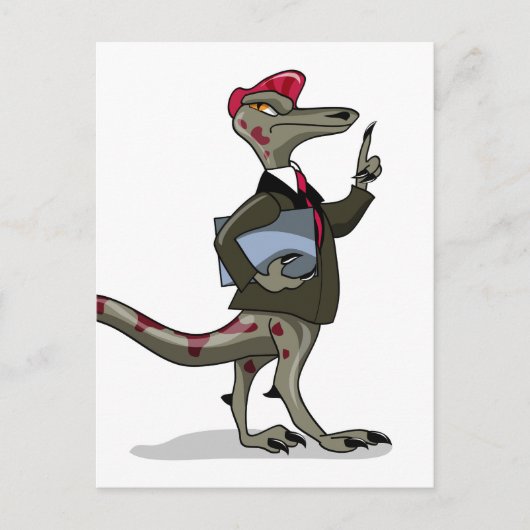 Een Cartoon Iguanodon klerk. Briefkaart (Voorkant)