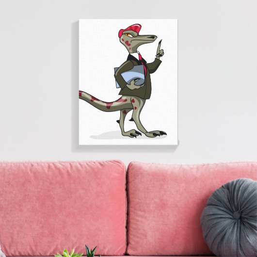 Een Cartoon Iguanodon klerk. Canvas Afdruk (Insitu (Woonkamer))