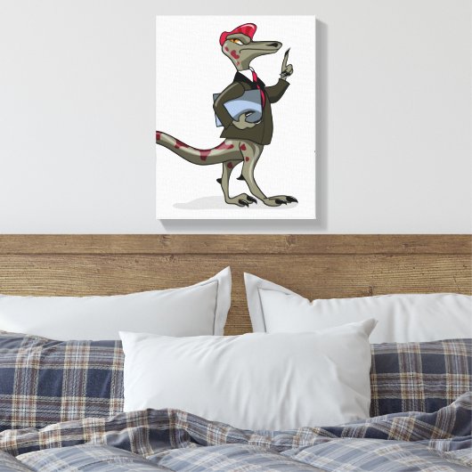 Een Cartoon Iguanodon klerk. Canvas Afdruk (Insitu (Slaapkamer))