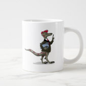 Een Cartoon Iguanodon klerk. Grote Koffiekop (Rechts)