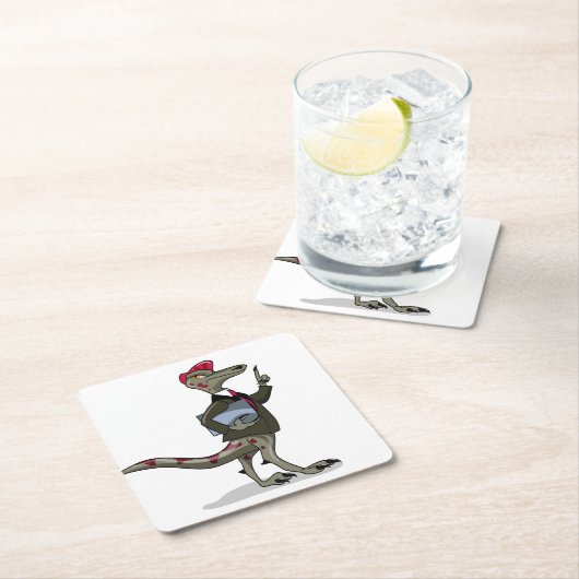 Een Cartoon Iguanodon klerk. Kartonnen Onderzetters (Insitu)