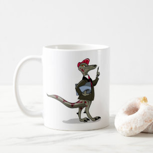 Een Cartoon Iguanodon klerk. Koffiemok