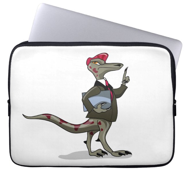 Een Cartoon Iguanodon klerk. Laptop Sleeve (Voorkant)