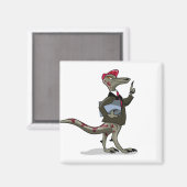 Een Cartoon Iguanodon klerk. Magneet (Voorkant / Achterkant)