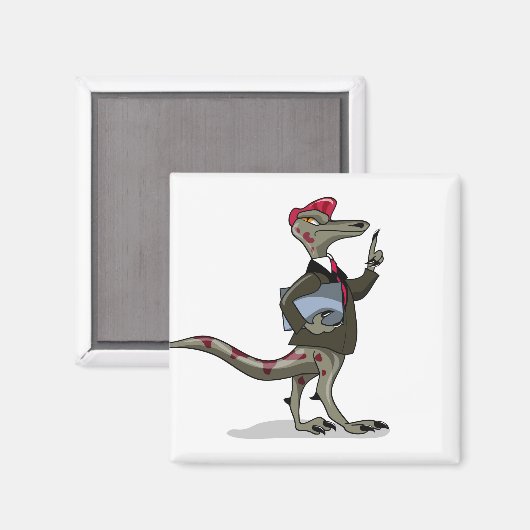 Een Cartoon Iguanodon klerk. Magneet (Voorkant / Achterkant)