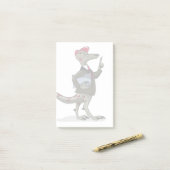 Een Cartoon Iguanodon klerk. Post-it® Notes (Op bureau)