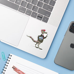 Een Cartoon Iguanodon klerk. Sticker