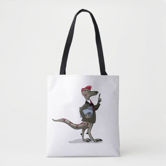 Een Cartoon Iguanodon klerk. Tote Bag (Voorkant)