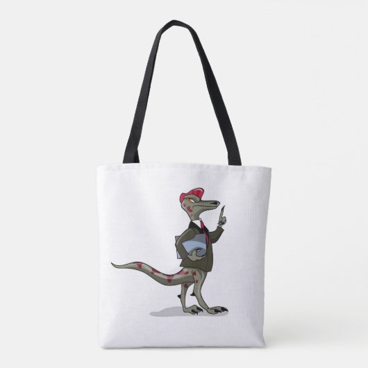 Een Cartoon Iguanodon klerk. Tote Bag (Achterkant)