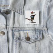 Een Cartoon Iguanodon klerk. Vierkante Button 5,1 Cm (In situ)