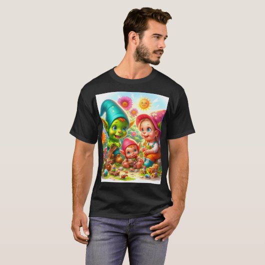Een cartoon met een pet en een kind t-shirt (Voorkant volledig)