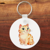 een cartoon oranje tabby kat sleutelhanger (Voorkant)