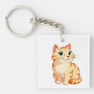 een cartoon oranje tabby kat sleutelhanger