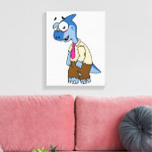 Een Cartoon parasaurolophus verkleed als een zombi Canvas Afdruk (Insitu (Woonkamer))