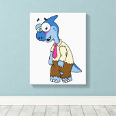 Een Cartoon parasaurolophus verkleed als een zombi Canvas Afdruk (Insitu (Houten vloer))