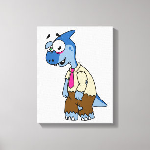 Een Cartoon parasaurolophus verkleed als een zombi Canvas Afdruk