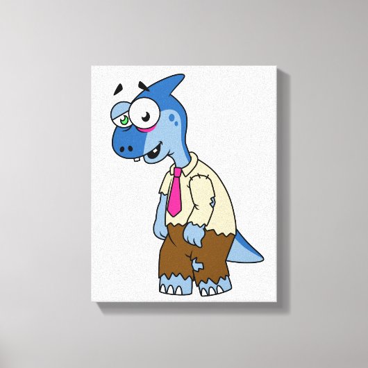 Een Cartoon parasaurolophus verkleed als een zombi Canvas Afdruk (Voorkant)