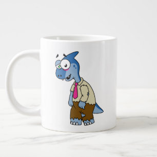 Een Cartoon parasaurolophus verkleed als een zombi Grote Koffiekop