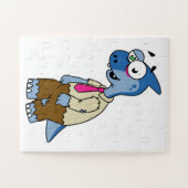 Een Cartoon parasaurolophus verkleed als een zombi Legpuzzel (Horizontaal)