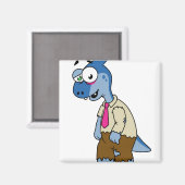 Een Cartoon parasaurolophus verkleed als een zombi Magneet (Voorkant / Achterkant)