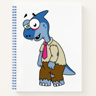 Een Cartoon parasaurolophus verkleed als een zombi Notitieboek
