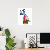Een Cartoon parasaurolophus verkleed als een zombi Poster (Thuiskantoor)