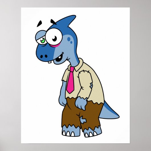 Een Cartoon parasaurolophus verkleed als een zombi Poster (Voorkant)