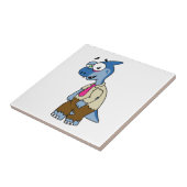 Een Cartoon parasaurolophus verkleed als een zombi Tegeltje (Zijkant)