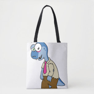 Een Cartoon parasaurolophus verkleed als een zombi Tote Bag