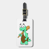 Een Cartoon Tyrannosaurus Rex Caveman. Bagagelabel (Voorkant verticaal)