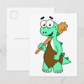 Een Cartoon Tyrannosaurus Rex Caveman. Briefkaart (Voorkant / Achterkant)