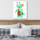 Een Cartoon Tyrannosaurus Rex Caveman. Canvas Afdruk (Insitu (Slaapkamer))