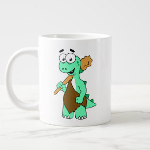 Een Cartoon Tyrannosaurus Rex Caveman. Grote Koffiekop