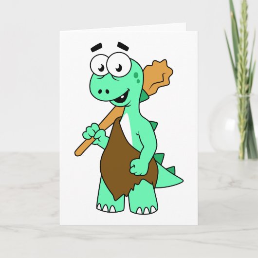 Een Cartoon Tyrannosaurus Rex Caveman. Kaart (Voorkant)