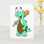 Een Cartoon Tyrannosaurus Rex Caveman. Kaart (Gele Bloem)