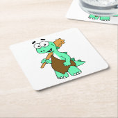 Een Cartoon Tyrannosaurus Rex Caveman. Kartonnen Onderzetters (Schuin)