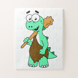 Een Cartoon Tyrannosaurus Rex Caveman. Legpuzzel