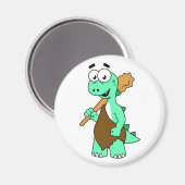 Een Cartoon Tyrannosaurus Rex Caveman. Magneet (Voorkant / Achterkant)